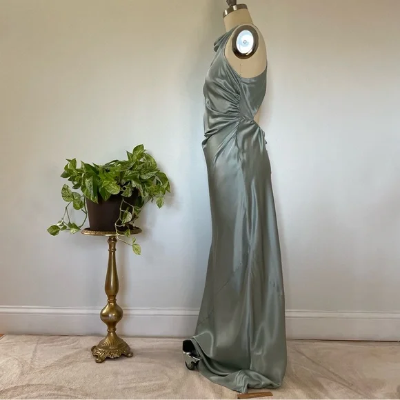 Reformation Anaiis Silk Dress in Aquamarine - Picture 6 of 11